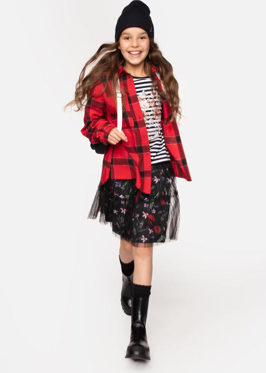 Kids Girls Printed Black Skirt