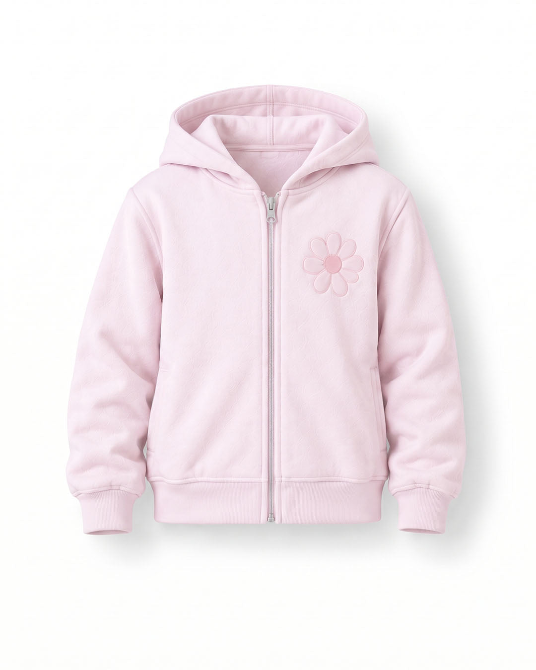 J&JP Girls Pink Printed Zipper Hoodie and Pant Set