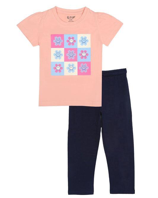 J&JP Kids Girls Printed T-shirt and Pant Set