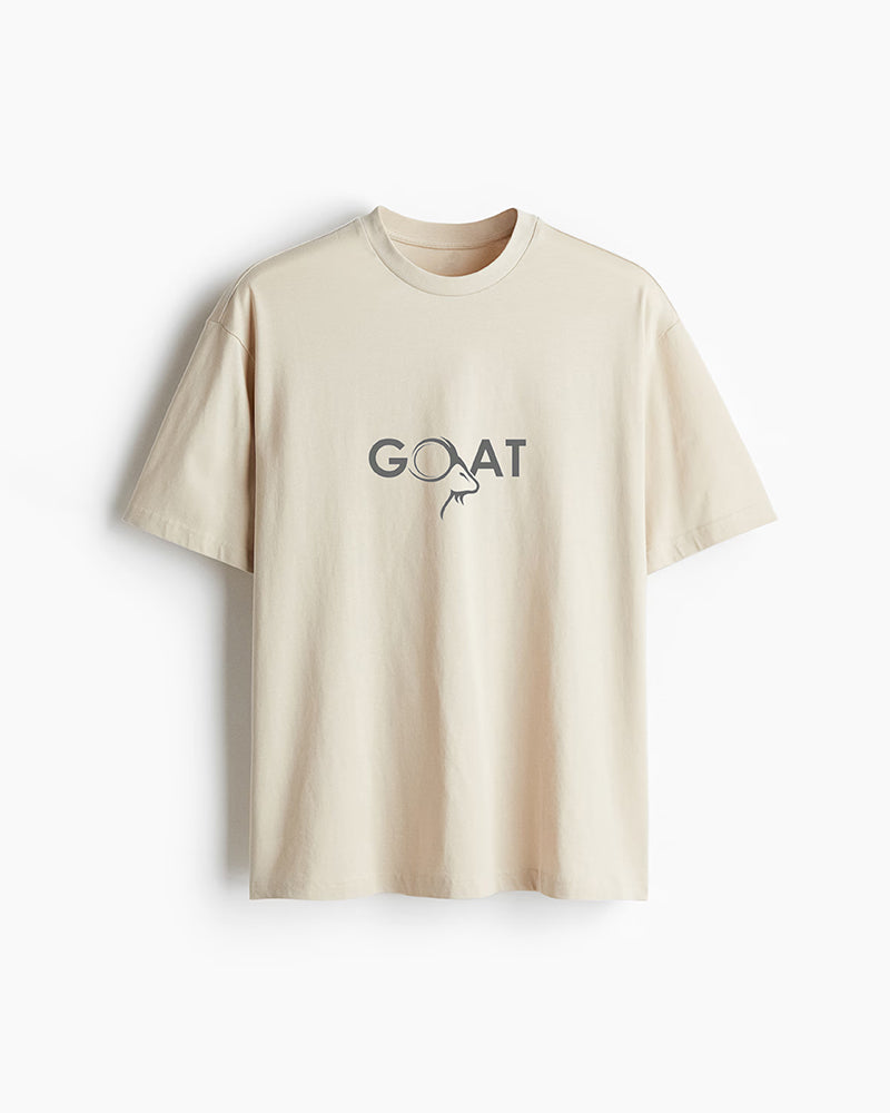 GOAT Series Iconic Ajith Back Graphic Printed Regular Fit T-Shirt for Men- Beige