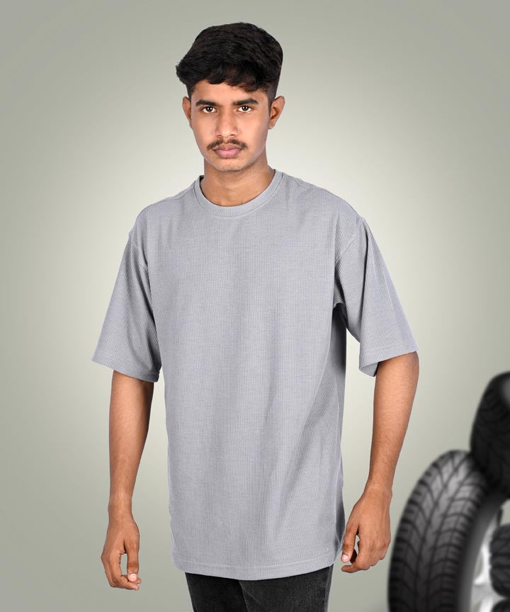 Men's Standard Fit Waffle T-Shirt-Grey