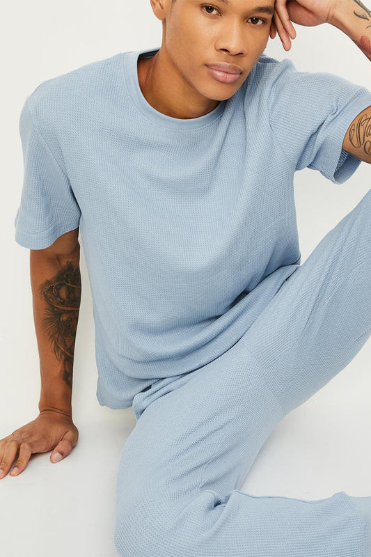 J&JP Texture tshirt-Sky blue