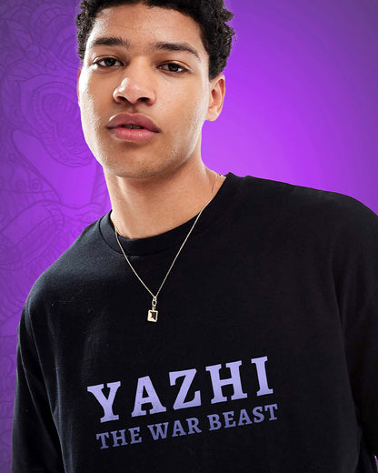 J&JP Yazhi The War Beast Men Oversized T-Shirt - Black