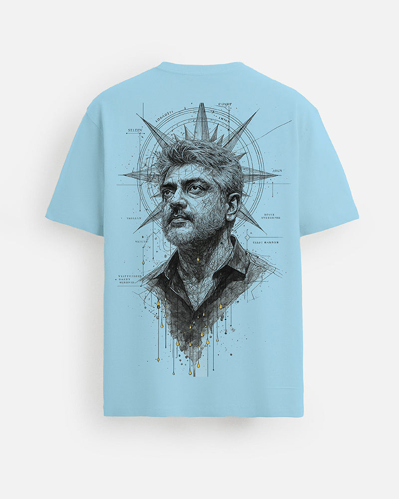 GOAT Series Iconic Ajith Back Graphic Regular Fit T-Shirt for Men- Blue
