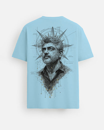 GOAT Series Iconic Ajith Back Graphic Regular Fit T-Shirt for Men- Blue