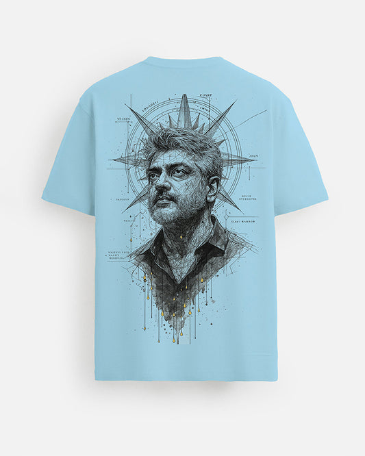 GOAT Series Iconic Ajith Back Graphic Regular Fit T-Shirt for Men- Blue