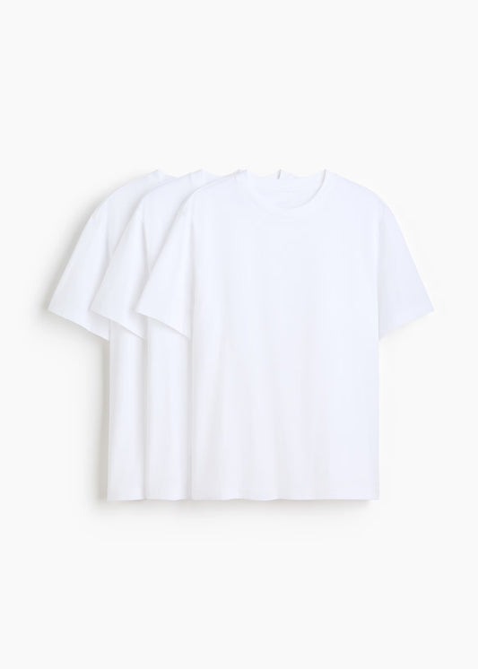 Mens Solid White Color Combo Pack of 3 T-Shirt