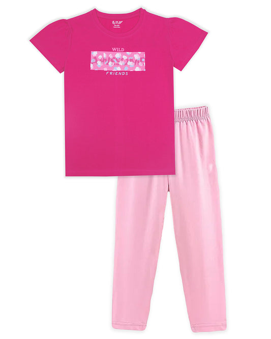 J&JP Kids Girls Printed T-shirt and Pant Set