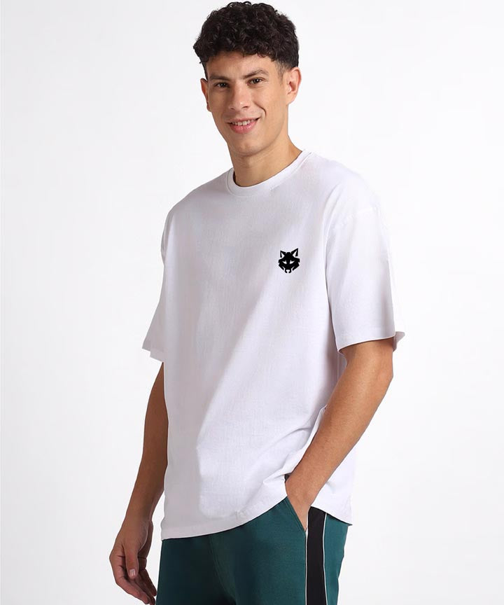J&JP Men Oversized Back Printed T-shirt - White