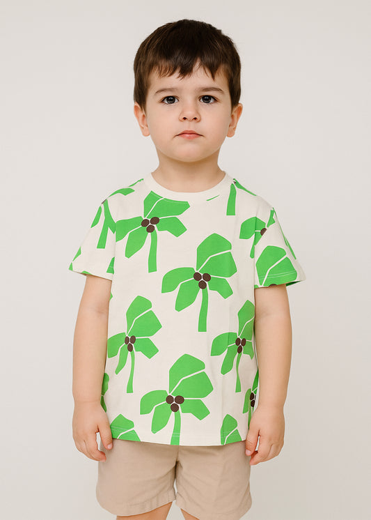 J&JP Boys Printed Half Sleeve T-Shirt- Off White