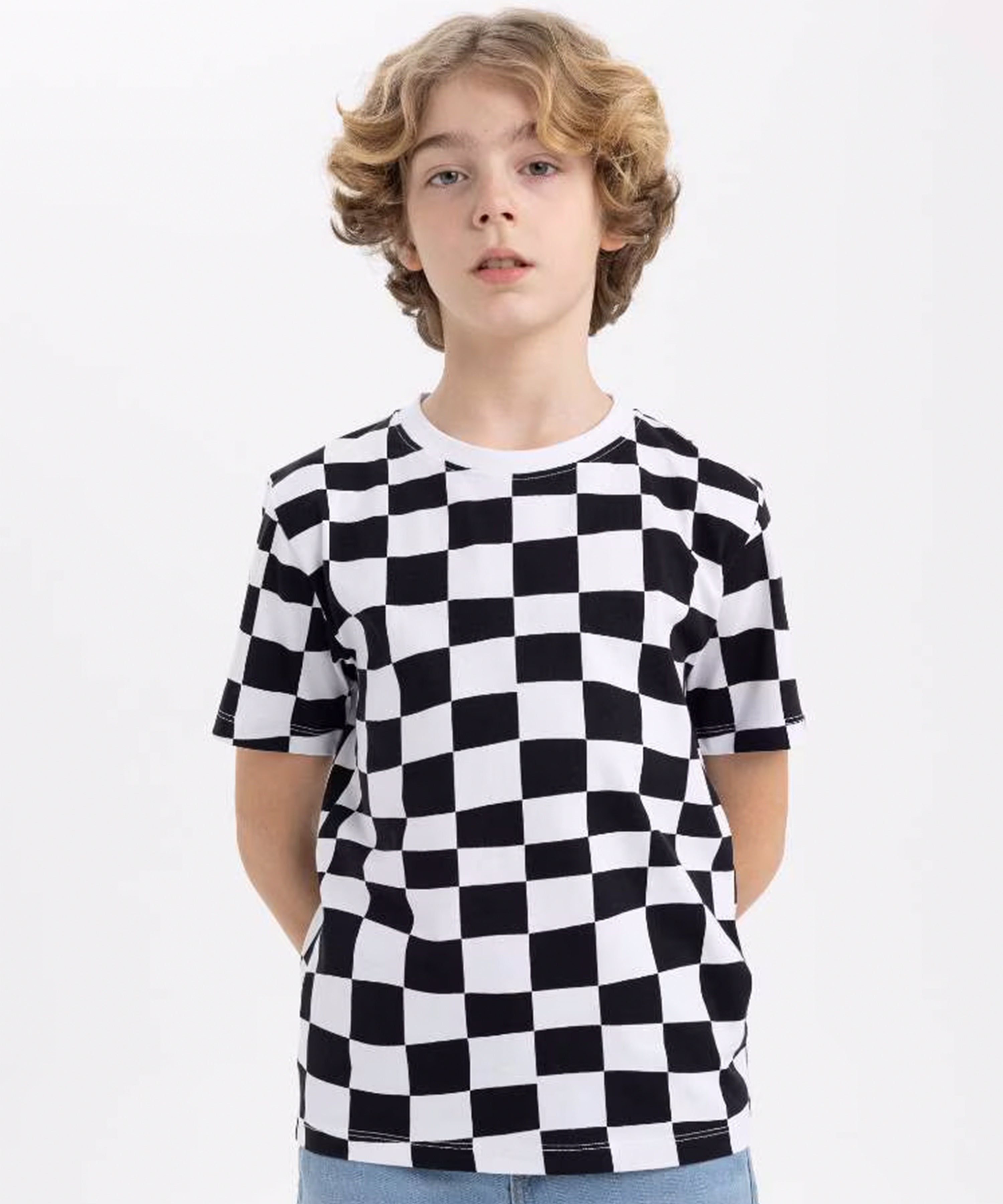 Checkerboard T-Shirt | Bold Black & White Tee for Kids – J&JP