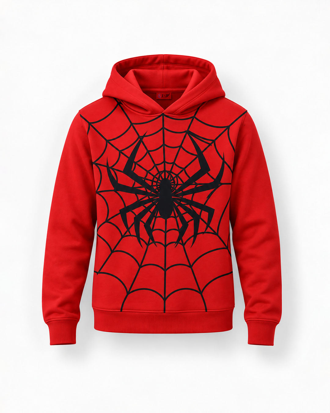 J&JP Boys Red Spider Themed Printed Full Sleeve Hoodie