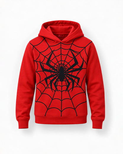 J&JP Boys Red Spider Themed Printed Full Sleeve Hoodie