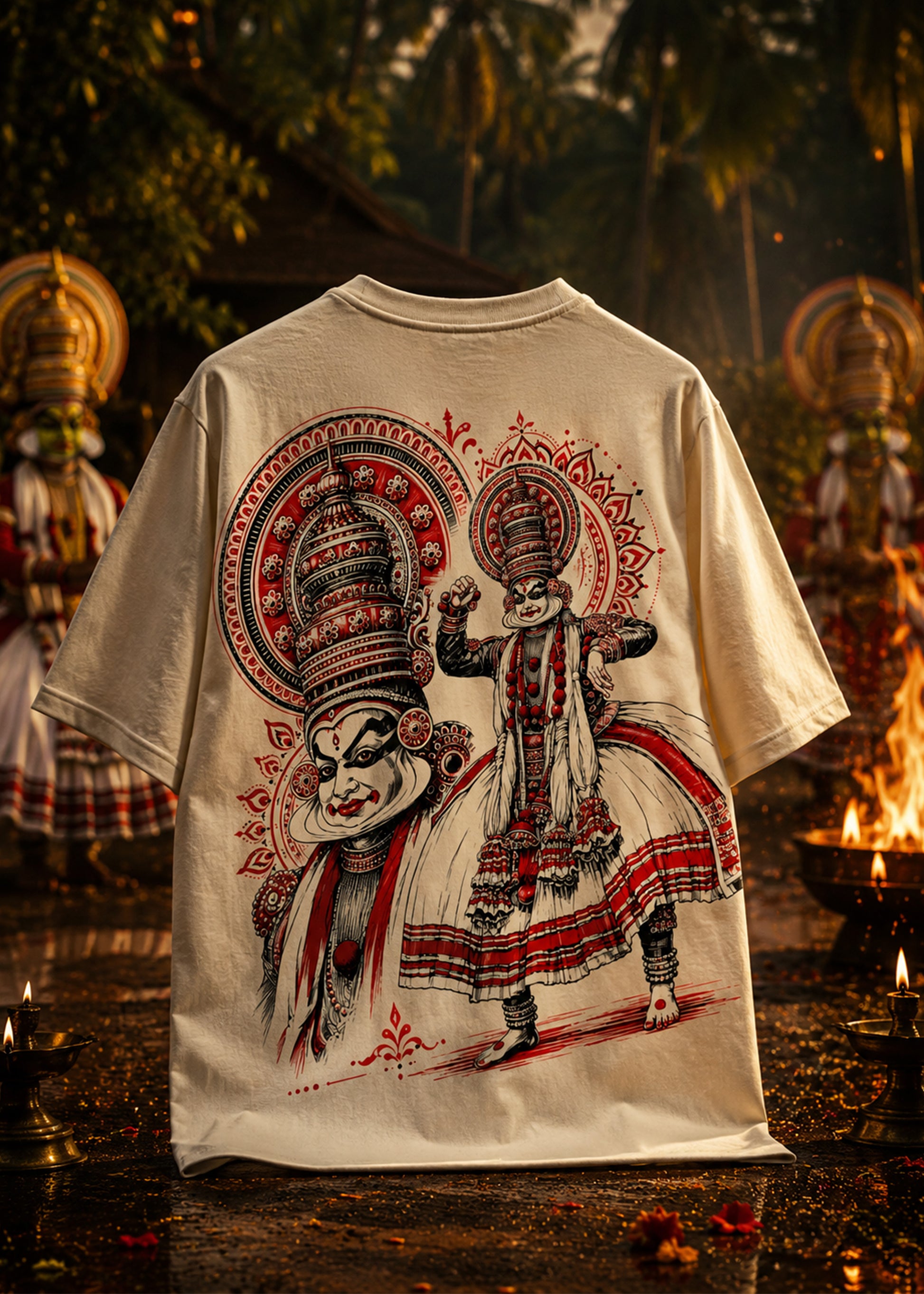 Nritya Kathakali Oversized T-Shirt – Kerala Onam Heritage Edition | J&JP