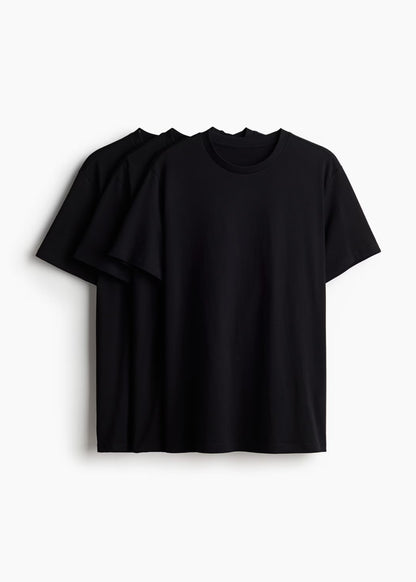 Mens Solid Black Color Combo Pack of 3 T-Shirt