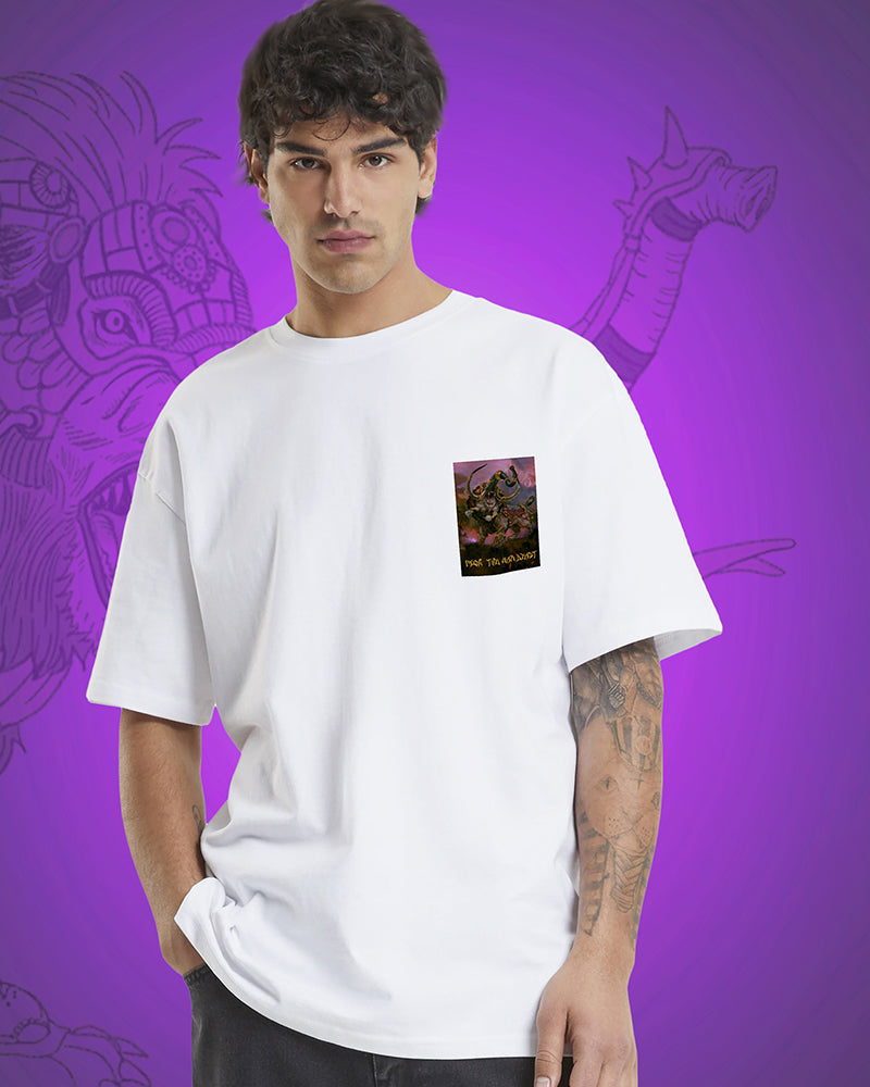 J&JP Men Yazhi Tamil Tshirt Oversized -White