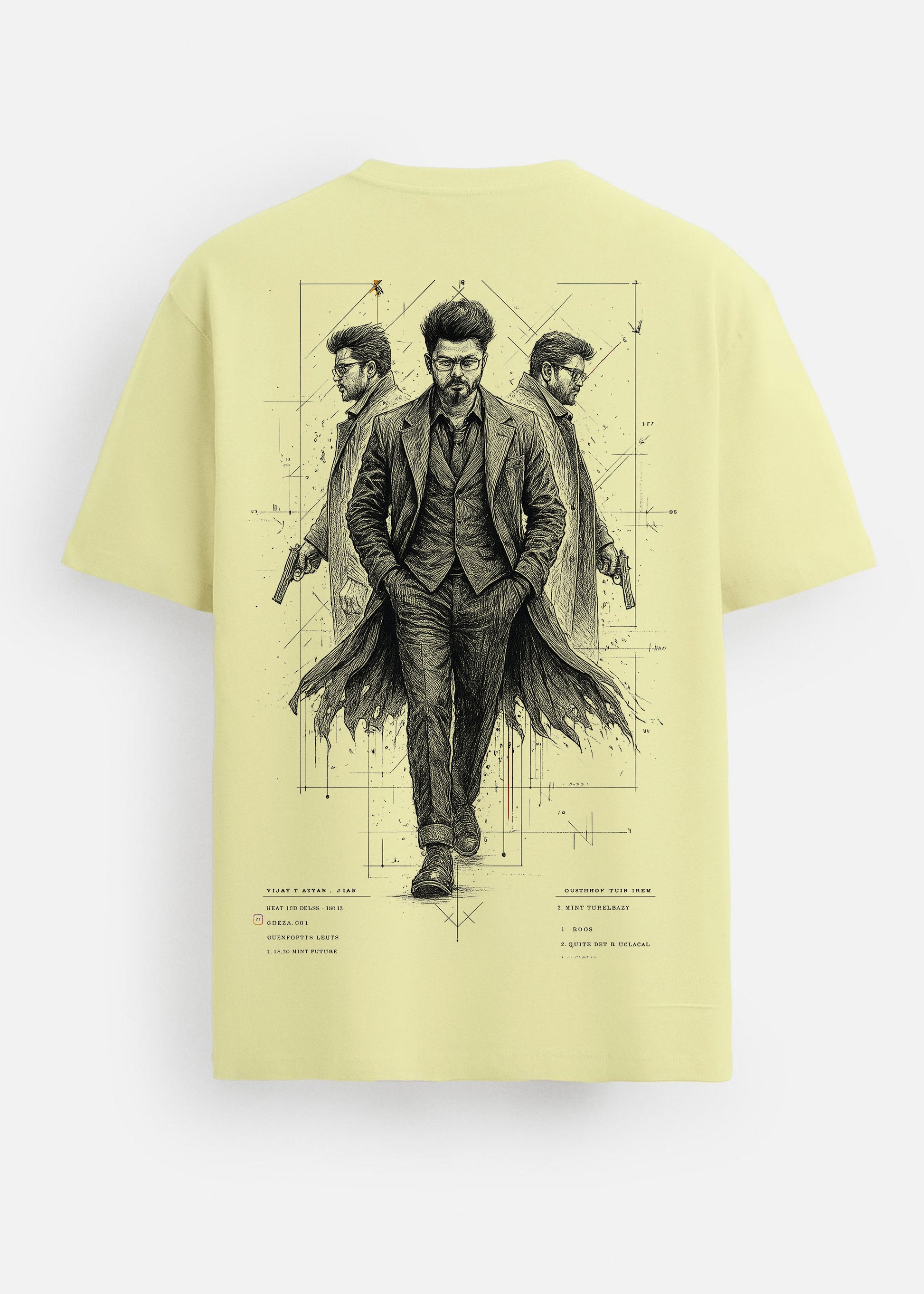 GOAT Series Iconic Vijay Back Graphic Printed Regular Fit T-Shirt for Men- Lemon Yellow