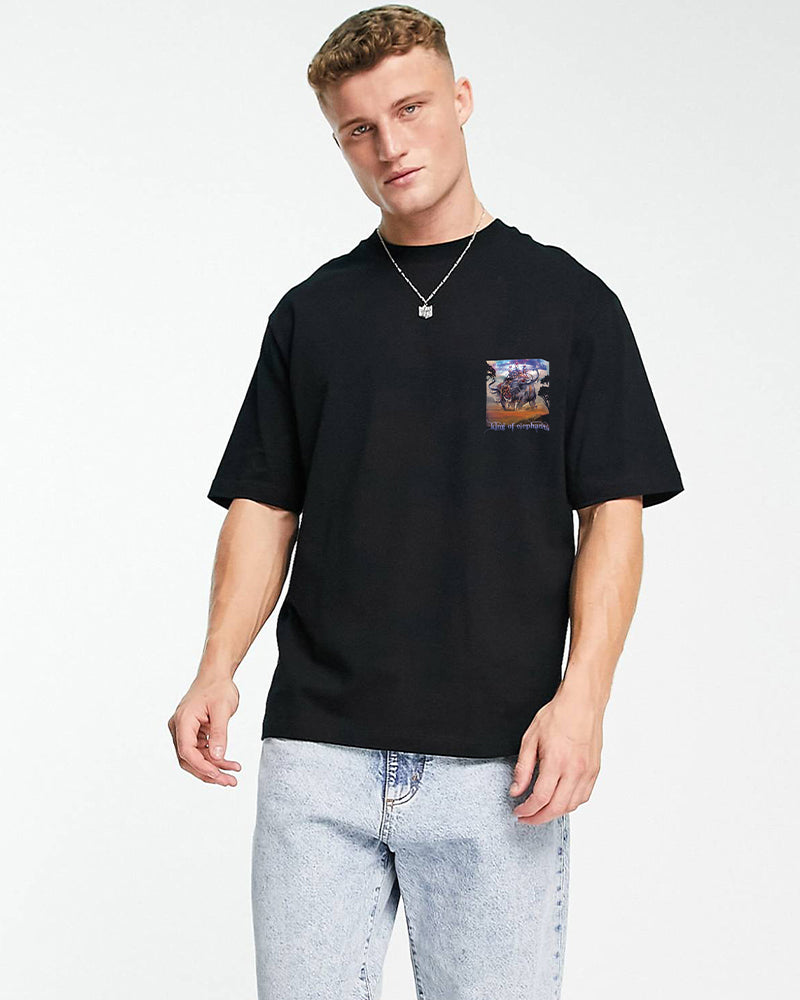 J&JP Men Airavath Tamil Tshirt Oversized - Black