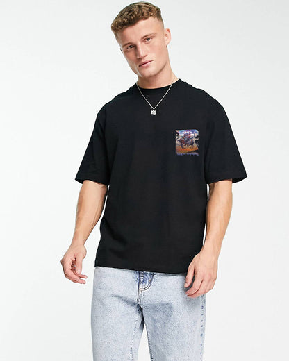 J&JP Men Airavath Tamil Tshirt Oversized - Black
