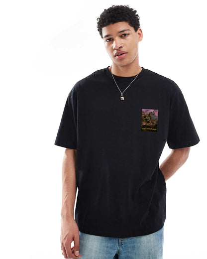 J&JP Men Yazhi Tamil Tshirt Oversized - Black