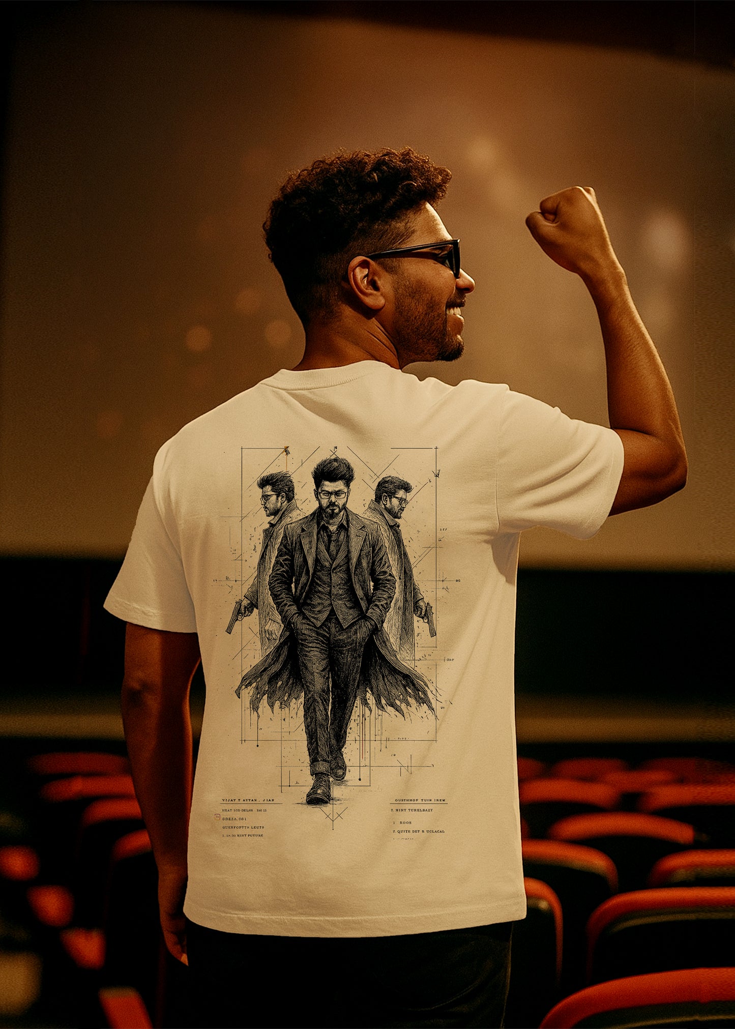 GOAT Series Iconic Vijay Back Graphic Printed Regular Fit T-Shirt for Men- Beige