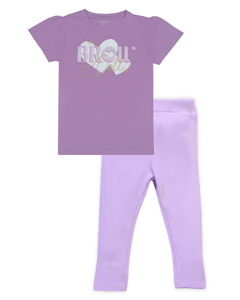 J&JP Kids Girls Printed T-shirt and Pant Set