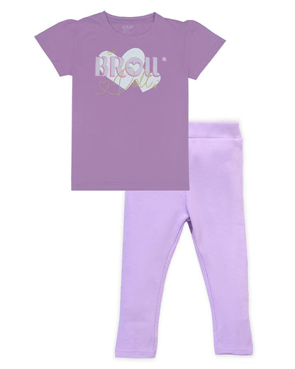 J&JP Kids Girls Printed T-shirt and Pant Set