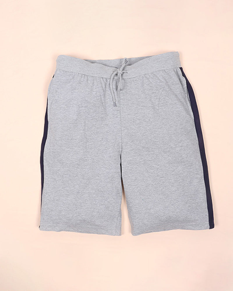 Men Grey Solid Loopknit Shorts