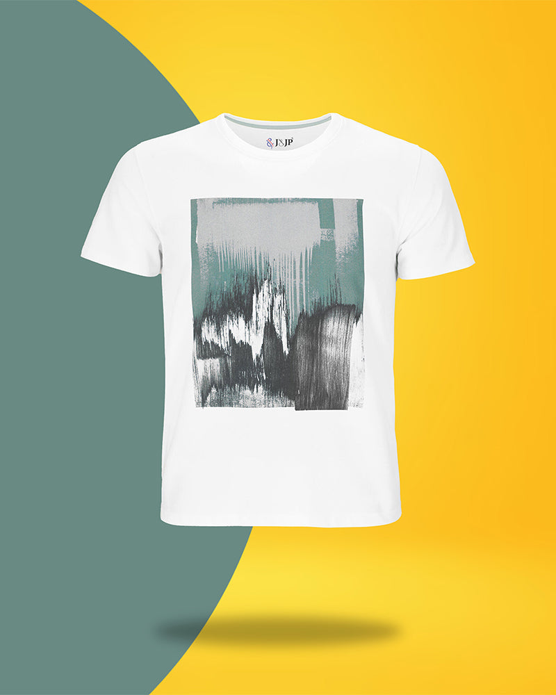 J&JP Men's Graphic Prined Half sleeve Tshirt-White
