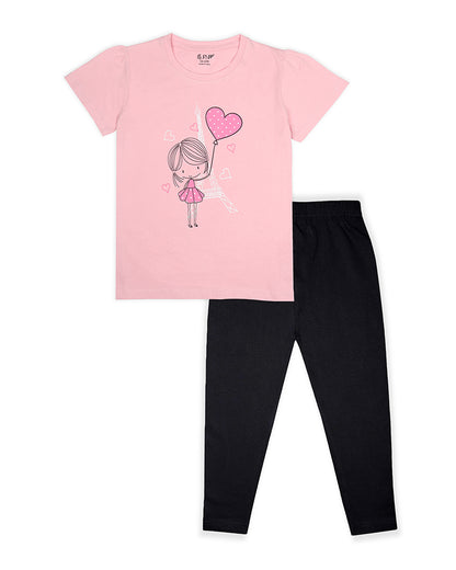 J&JP Kids Girls Printed T-shirt and Pant Set
