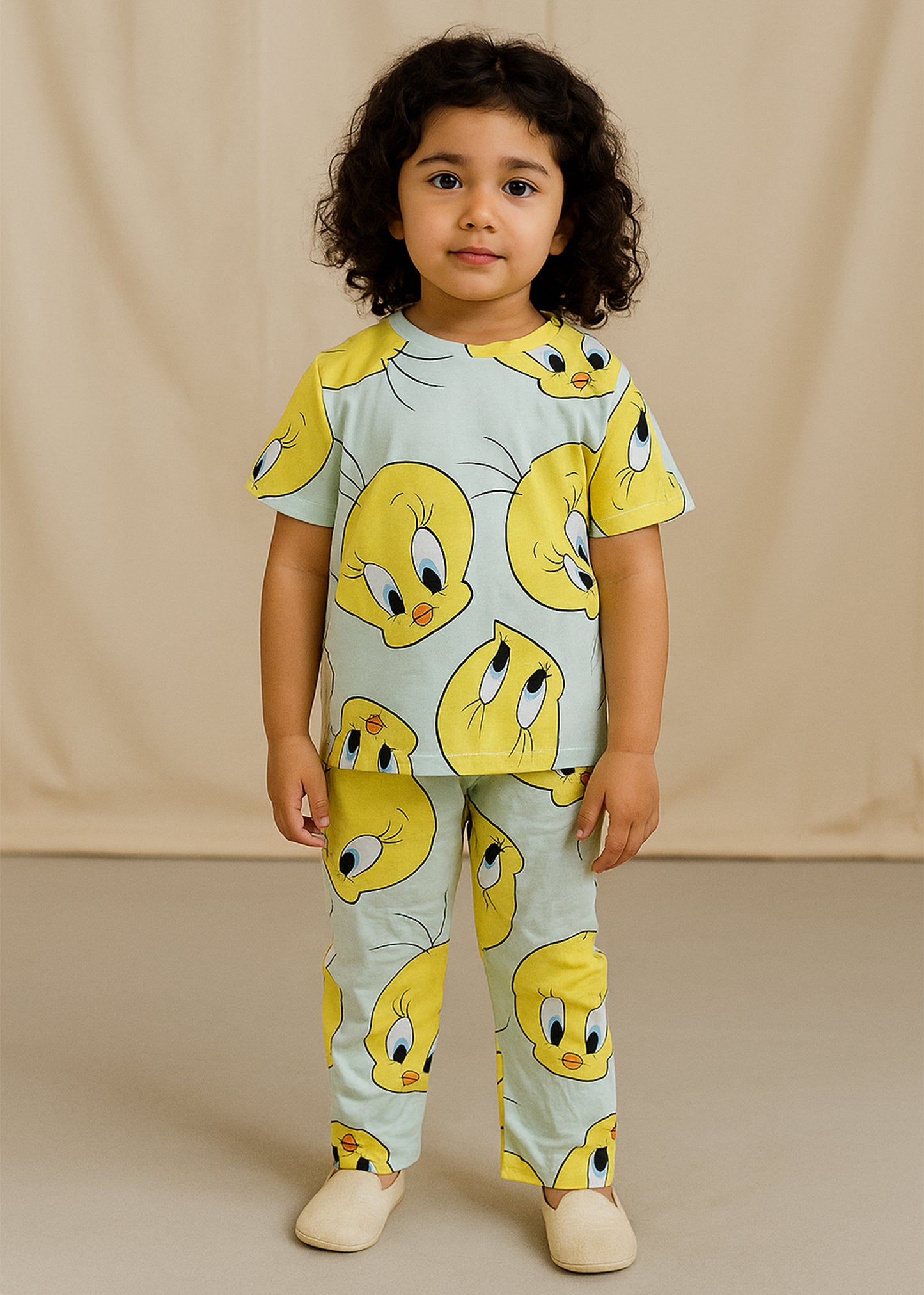 J&JP Kids Duck Printed Half Sleeve T-shirt and Pant Set- Sky Blue