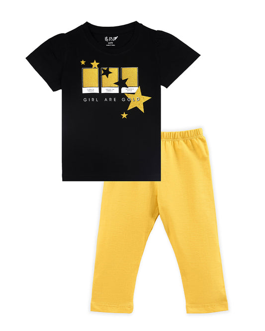 J&JP Kids Girls Printed T-shirt and Pant Set