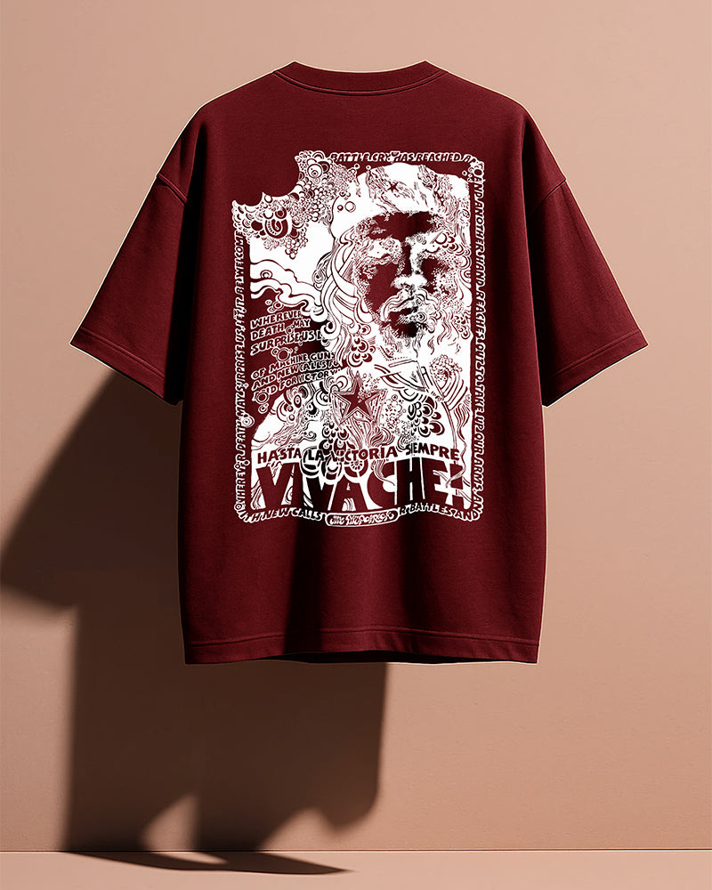 Chequera Vibe – Bold Back Print Style Tee- Maroon