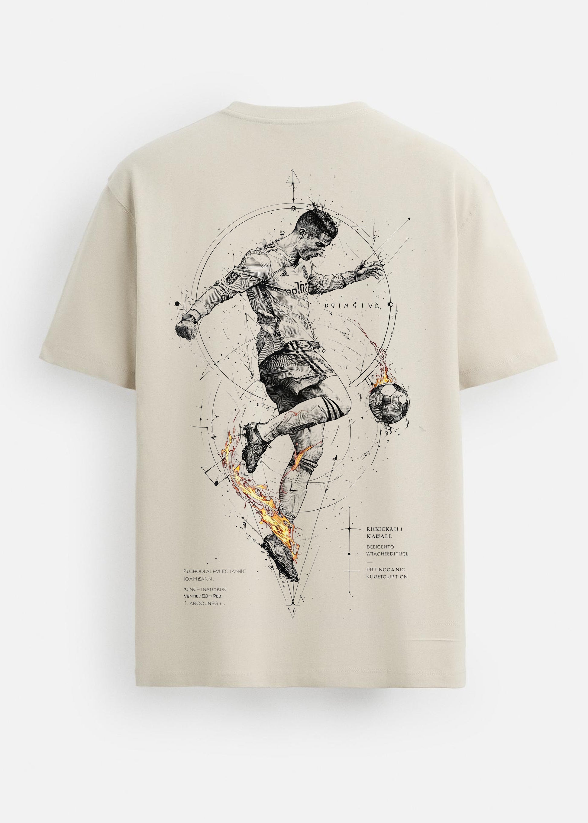 GOAT Series Iconic Ronaldo Back Graphic Printed Regular Fit T-Shirt for Men- Beige