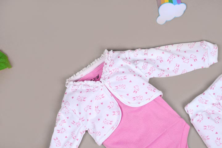 Babies Pink Full sleeve Single Jersey Romper Set