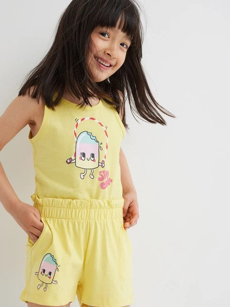 J&JP Girls Ice Cream Graphic Printed T-Shirt and Shorts Set