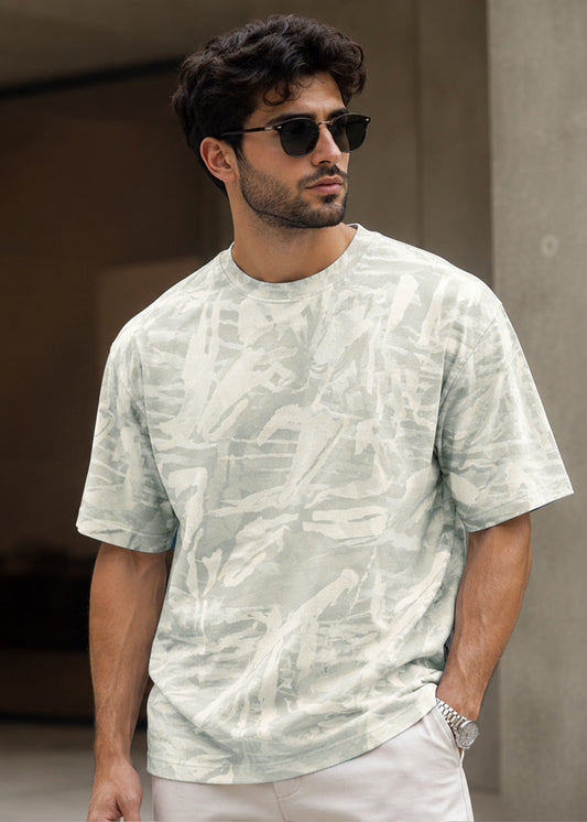 J&JP Urban Light Beige Mist Graphic Mens Oversized Tee