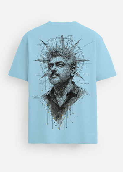 GOAT Series Iconic Ajith Back Graphic Regular Fit T-Shirt for Men- Blue