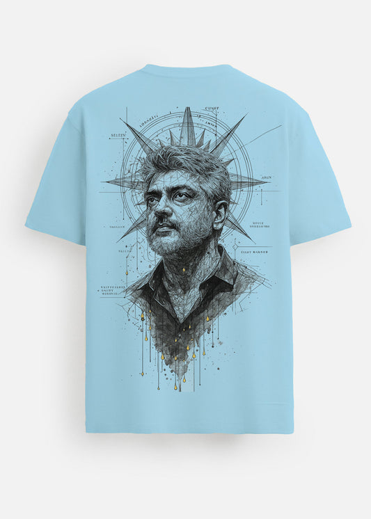 GOAT Series Iconic Ajith Back Graphic Regular Fit T-Shirt for Men- Blue