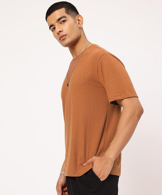 Men's Standard Fit Waffle T-Shirt-Toffy brown
