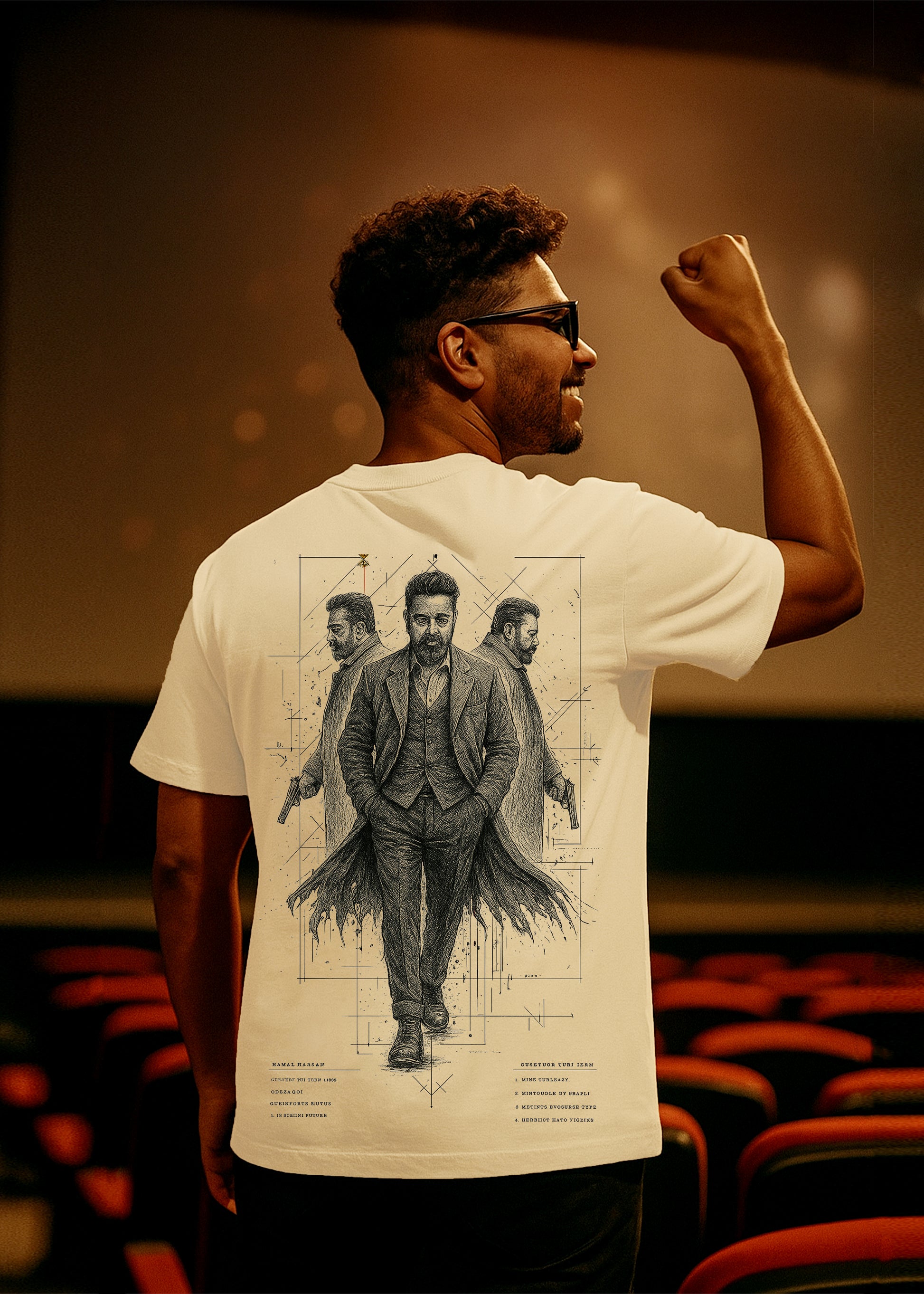 GOAT Series Iconic kamal Back Graphic Printed Regular Fit T-Shirt for Men- Beige