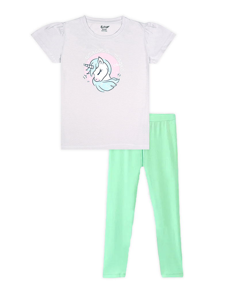 J&JP Kids Girls Printed T-shirt and Pant Set
