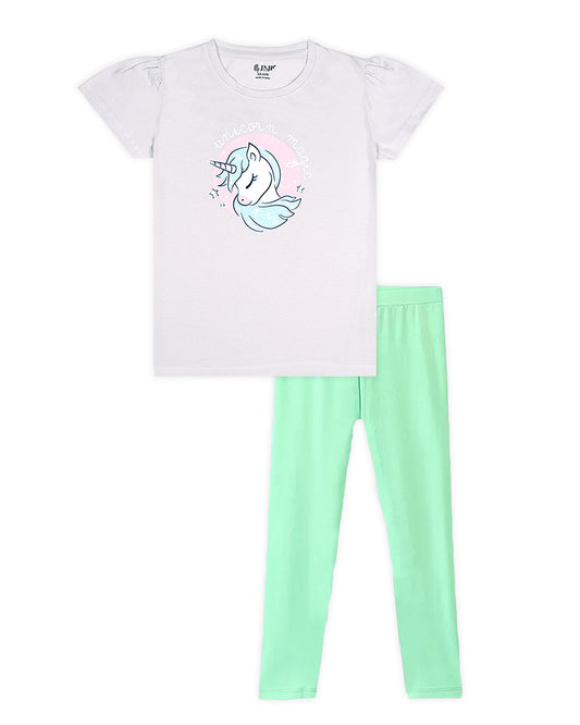 J&JP Kids Girls Printed T-shirt and Pant Set
