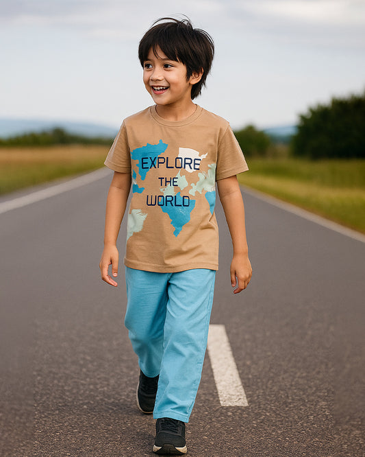 J&JP Kids Boys Printed T-shirt and Pant Set