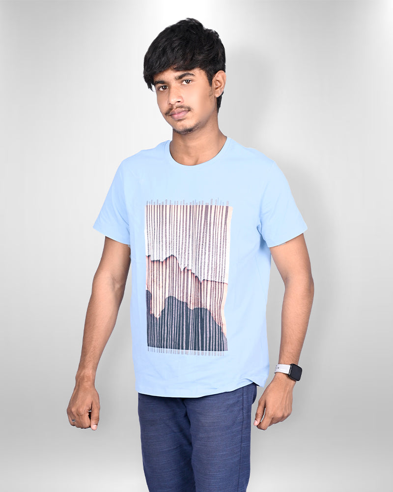 J&JP Men's Graphic Prined Half sleeve Tshirt-Blue