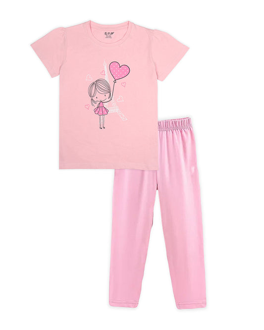 J&JP Kids Girls Printed T-shirt and Pant Set
