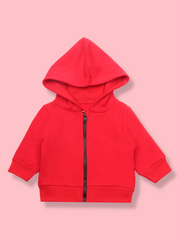 Kids Unisex Red Full Sleeve Zipper Hoodie