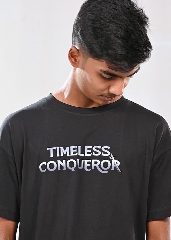 Epic Karna Printed Oversized T-Shirt- Black