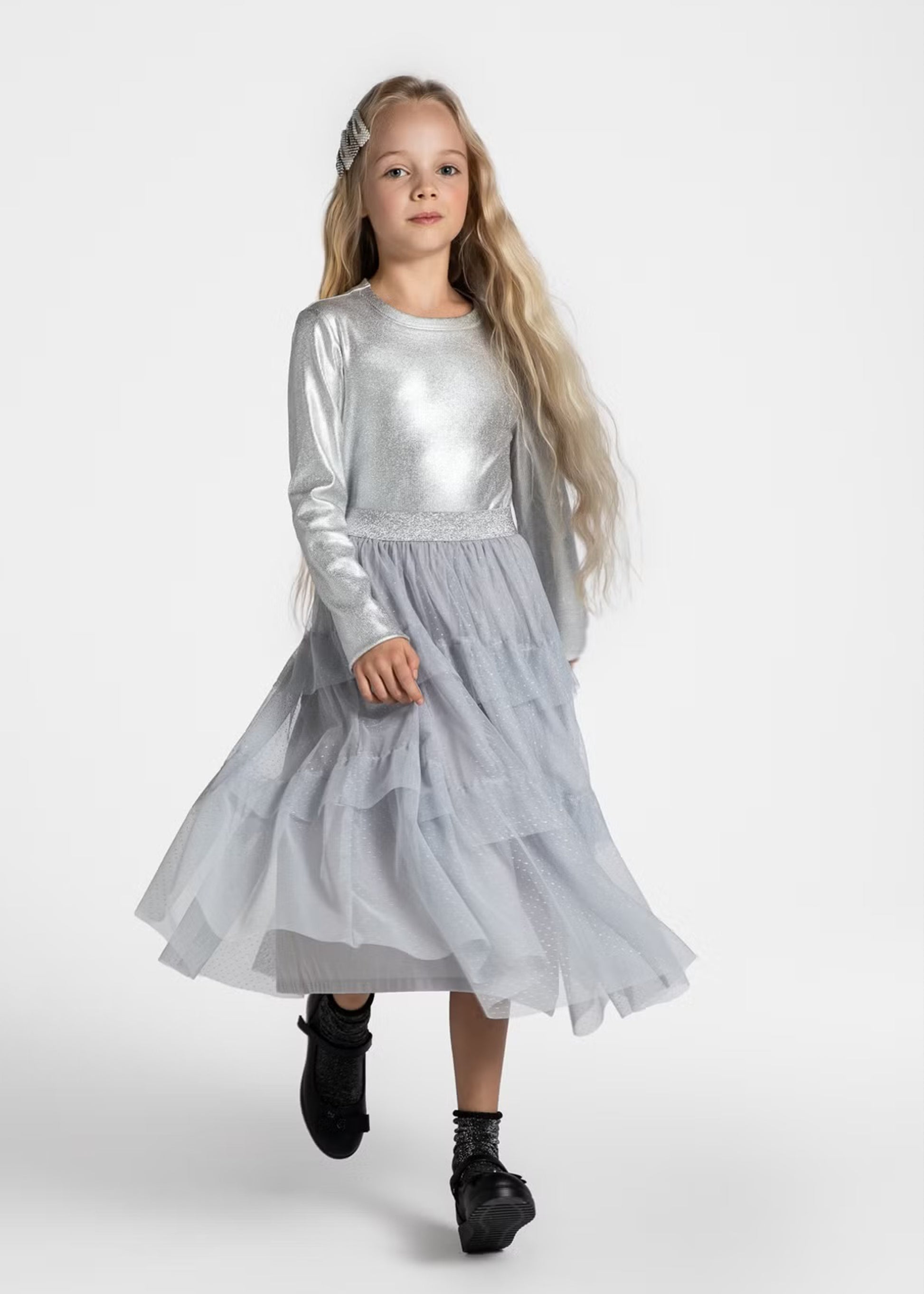 Kid Girls Solid Grey Skirt