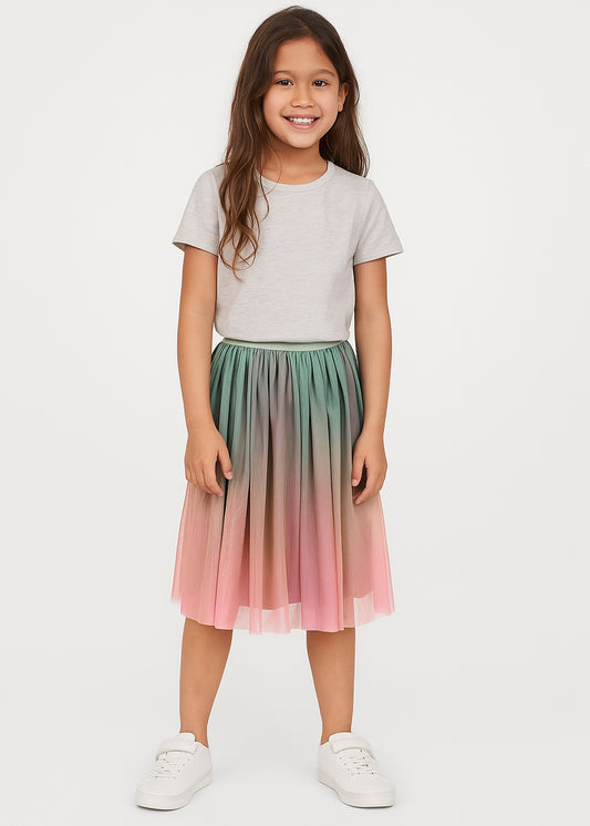 Kid Girls Solid Multicolor Skirt